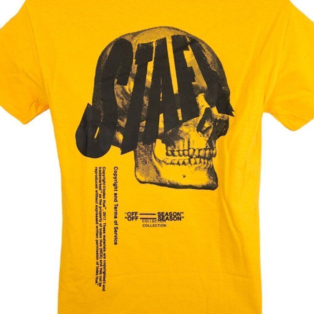 Skull T Shirt Mens Size Small Yellow Index Hue FFF Streetwear Skeleton